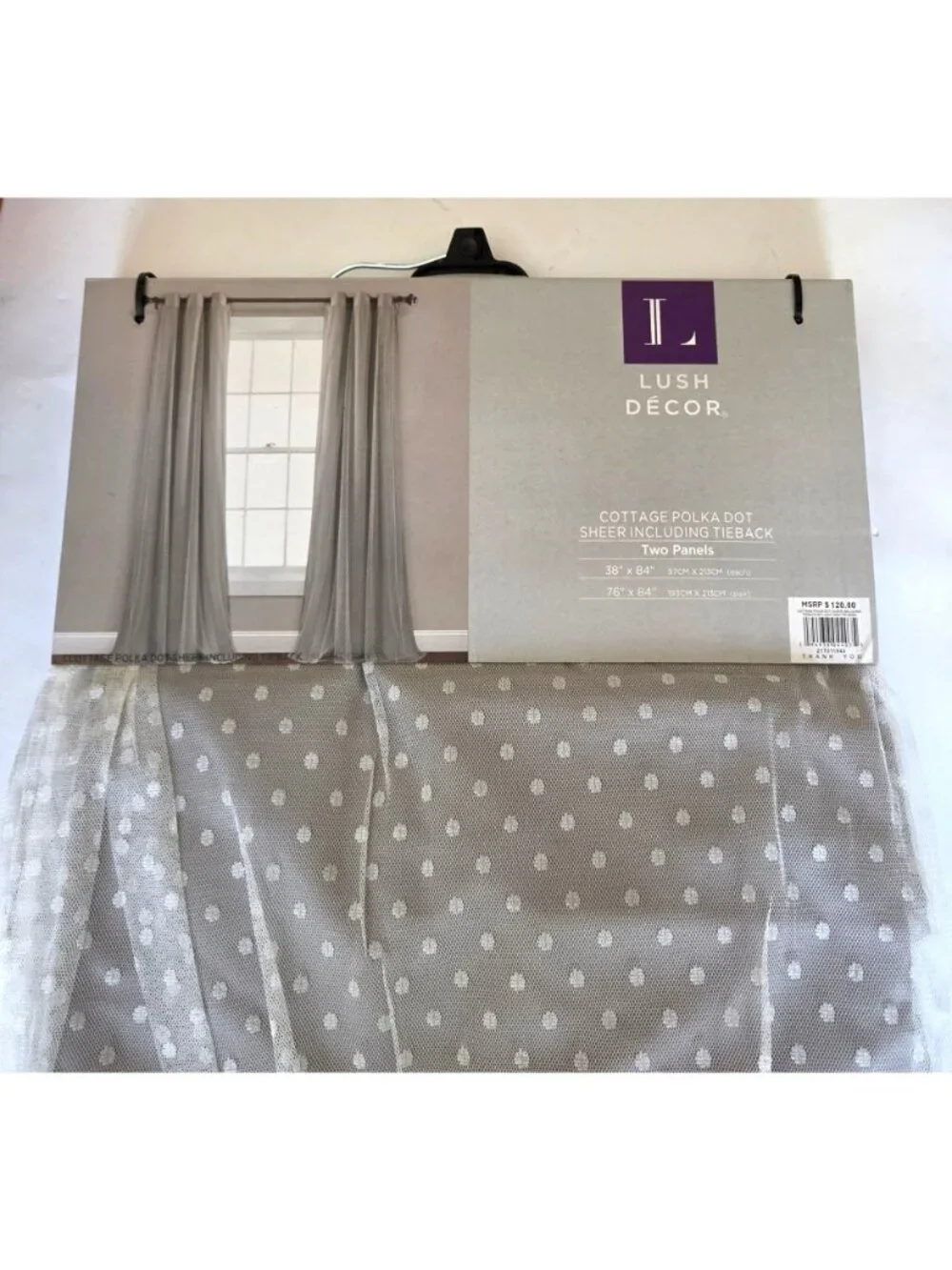 Cottage Polka Dot Sheer Window Curtain Panel Set of 2-38